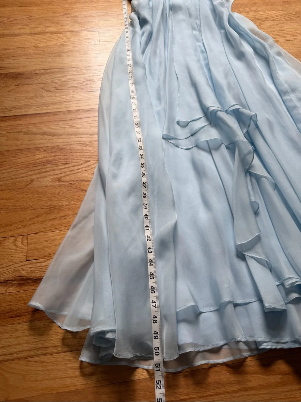 La Femme long light blue formal dress with lace embellished bodice - Picture 9 of 12